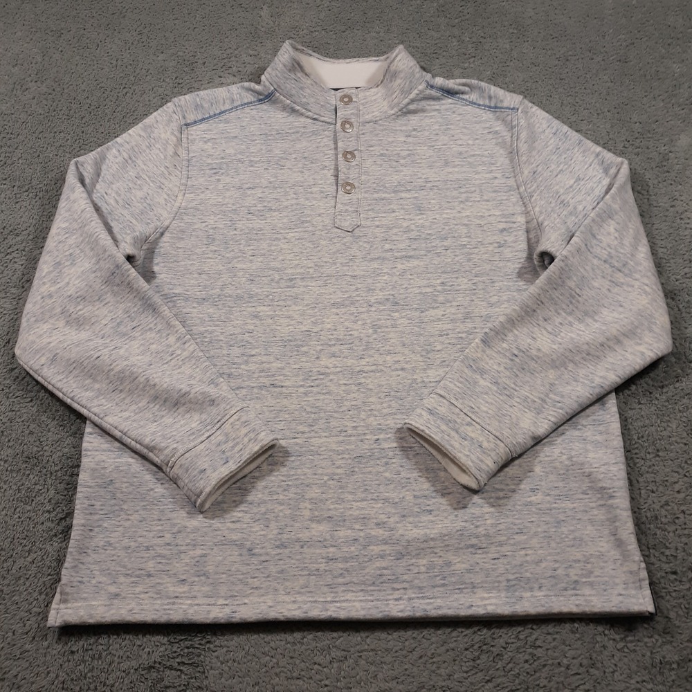 Tommy Bahama Sweater Mens Size Large Pullover Light‎ Blue Snaps Cotton Blend